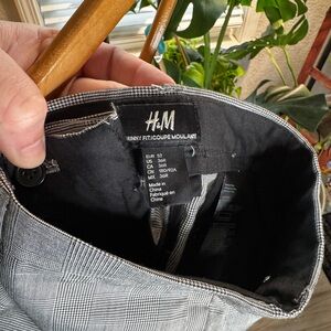 H&M Light Gray Plaid Checkered Trousers Skinny Fit size 36